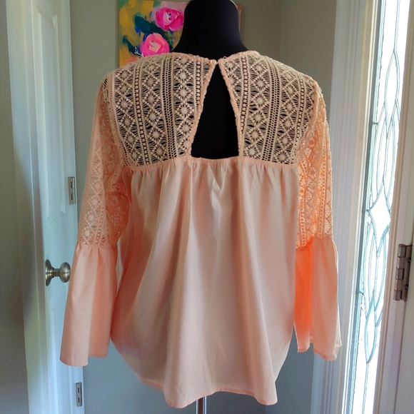 Sharagano Crocheted Poplin Top - Picture 6 of 11